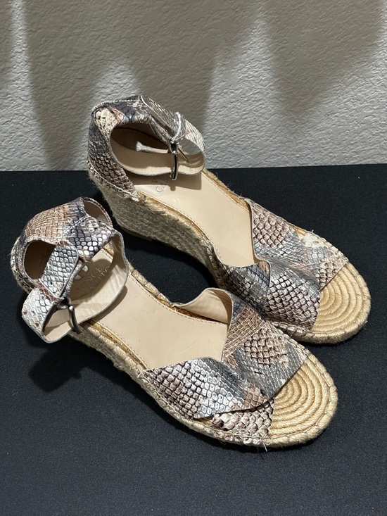Vince Camuto Shoes - Vince Camuto Neutral Snake-Print Espadrille Wedge Sandals